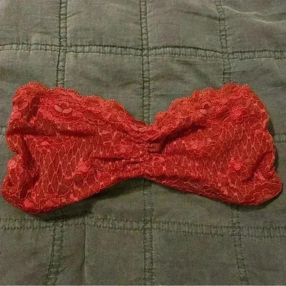 FREE PEOPLE Essential Lace Bandeau Bra Brick Red In Size Small - Picture 1 of 6